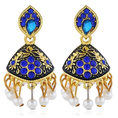 Retro Bohemian personality exaggerated fashion trend earrings earrings inlaid with colored gemstones