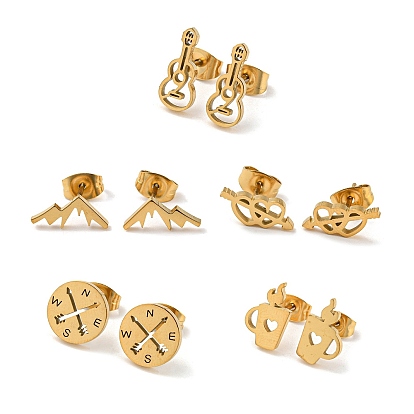 Золотые серьги-гвоздики 304 из нержавеющей стали для женщин