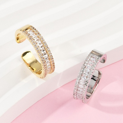 Манжеты из латуни с микро паве кубический цирконий для женщин, стойки покрытие, долговечный, без свинца и без кадмия