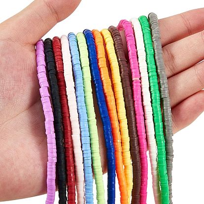 14 Strand 14 Colors Eco-Friendly Handmade Polymer Clay Beads Strnads, for DIY Jewelry Crafts Supplies, Disc/Flat Round, Heishi Beads
