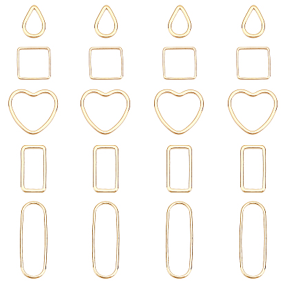 20Pcs 4 Style Brass Linking Rings, Long-Lasting Plated, Mix-shaped