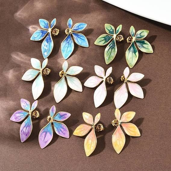 304 серьги из нержавеющей стали, с эмалью, ионное покрытие (ip), слева и справа, разноцветные