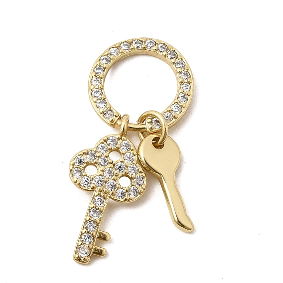 Латунные микропаве прозрачные подвески с фианитом, долговечный, стойки покрытие, без свинца и без кадмия, Брелоки для ключей