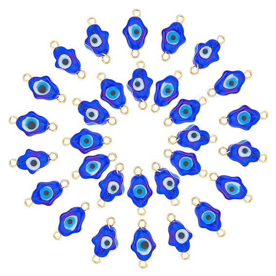 30шт. подвески-коннекторы ручной работы от сглаза, звенья из хамсы золотистого цвета 304 двойные петли из нержавеющей стали