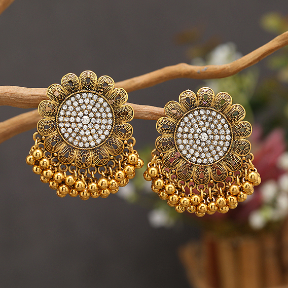 Серьги-люстры из цинкового сплава с подсолнечником