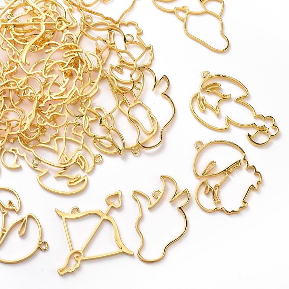 Zinc Alloy Open Back Bezel Pendants, For DIY UV Resin, Epoxy Resin, Pressed Flower Jewelry, Twelve Constellations