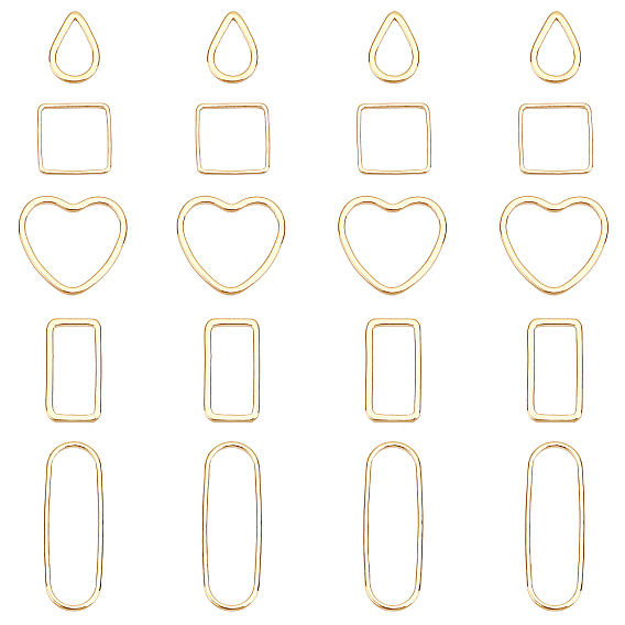 20Pcs 4 Style Brass Linking Rings, Long-Lasting Plated, Mix-shaped