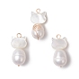 Подвески в форме кошки из натурального жемчуга и ракушек, подвески в виде котят с медной проволокой, белые