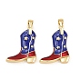Brass Enamel Pendants, Cowboy Boot Charms, Rack Plating, Long-Lasting Plated, Lead Free & Cadmium Free