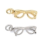 Rack Plating Brass Pendants, Glasses Charms, Cadmium Free & Lead Free, Long-Lasting Plated