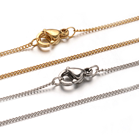 304 Stainless Steel Twisted Chain Necklaces, with Lobster Claw Clasps, 17.7 inch(45cm), 1mm