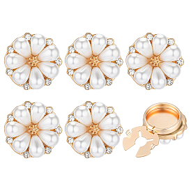 6 Gemelos de aleación de zinc y diamantes de imitación (unidades), con resina, flor