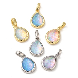 Laiton plaqué en rack avec pendentifs en opale synthétique, larme