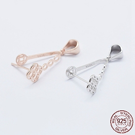 925 Sterling Silver Micro Pave Cubic Zirconia Pendant Bails, Ice Pick & Pinch Bails, Copper Cash
