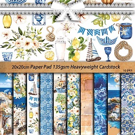 10Pcs 10 Styles Scrapbook Paper Pad, for DIY Album Scrapbook, Greeting Card, Background Paper