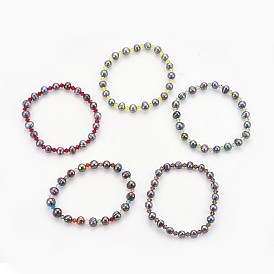 Natürliche Perlenperlen dehnen Armbänder aus, mit facettierten bicone glasperlen, Kartoffel