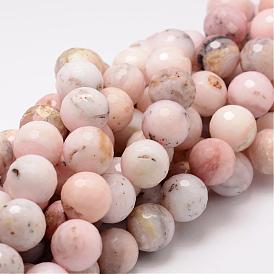 Faceted Round Natural Pink Opal Beads Strands