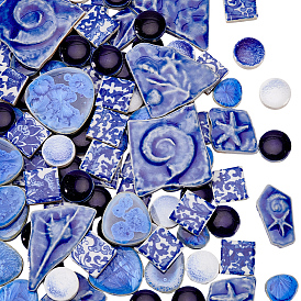 500g 4 Stile Mosaikfliesen Porzellan Cabochons, für Heimdekoration oder Basteln