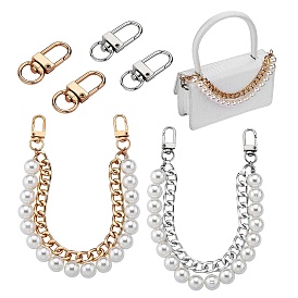 DIY Imitation Pearl Bag Strap Making Kits, Including Alloy & Aluminum Curb Chains Bag Straps, Alloy Swivel Clasps