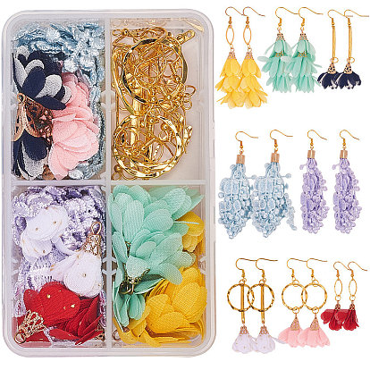 DIY Earring Making, with Iron Flower Big Pendants, Linking Rings, Tibetan Style Bar Links, Iron Jump Rings and Brass Earring Hooks