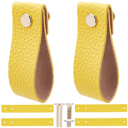 Ручки шкафа ящика кожи пу, с алюминиевым винтом и прокладкой