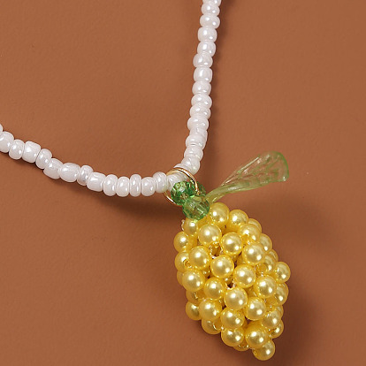 Bohemian Long Fruit Bead Necklace - Cute, Creative, European and American Fashion Pineapple Pendant.