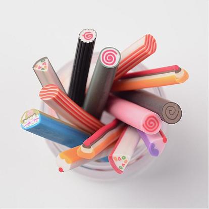 Полимерная глина украшения искусства ногтя, Модные уходу за ногтями, трубы без отверстий , разнообразные, разноцветные, 50x3~6 мм