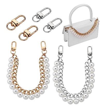 DIY Imitation Pearl Bag Strap Making Kits, Including Alloy & Aluminum Curb Chains Bag Straps, Alloy Swivel Clasps
