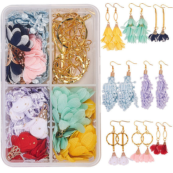 DIY Earring Making, with Iron Flower Big Pendants, Linking Rings, Tibetan Style Bar Links, Iron Jump Rings and Brass Earring Hooks
