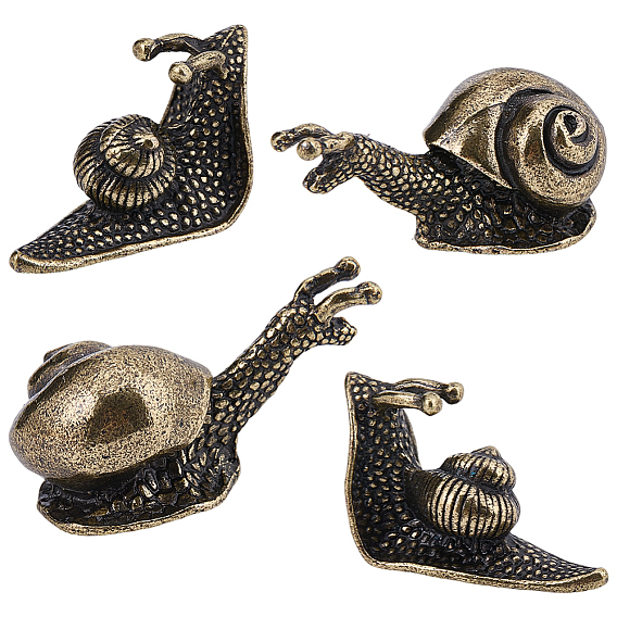 4 pièces 2 styles décorations d'escargot en alliage, pour la décoration de bureau à domicile