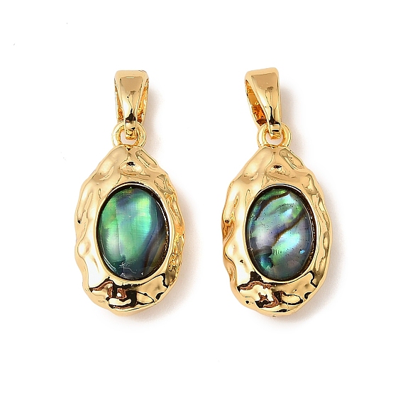 Овальные подвески из натуральной ракушки пауа, с латунной