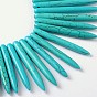 Synthetical Howlite Beads Strands, Dyed Turquoise, 20~59x4.5~5mm, Hole: 0.8mm, about 100 pcs/strand, 18 inch