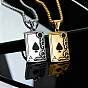 Vintage 304 Stainless Steel Pave Black Cubic Zirconia Ace of Spades Pendant Necklaces for Men