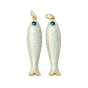 Brass Pendants, Fish, with Enamel, Real 18K Gold Plated, Cadmium Free & Lead Free, Rack Plating, Long-Lasting Plated, with Jump Ring