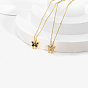 Бабочка 304 ожерелья с подвеской из нержавеющей стали с кубическим цирконием для женщин, золотые