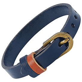 Cowhide Cord Bracelets, Alloy Bracelets for Women Men, Antique Bronze