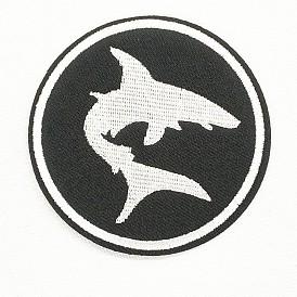 Computerized Embroidery Cloth Iron on/Sew on Patches, Costume Accessories, Appliques, Flat Round with Shark