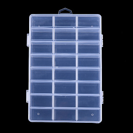 Recipientes de almacenamiento de cuentas de plástico, 24 compartimentos, Rectángulo