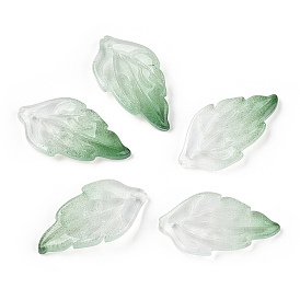 Baking Painted Transparent Glass Petal Beads, Gradient Color, Peony Leaf