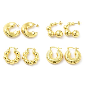 Brass Stud Earrings, Half Hoop Earrings