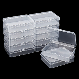 Transparent Plastic Storage Boxes, Rectangle Bead Containers with Hinged Lid