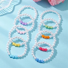 Имитированный жемчужина акриловые бусины растянуть браслеты, акриловые подвески для девочки, звезда