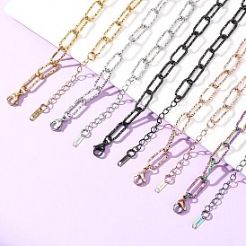 304 ожерелья из текстурированной нержавеющей стали в виде цепочек-скрепок для женщин и мужчин, ионное покрытие (ip)