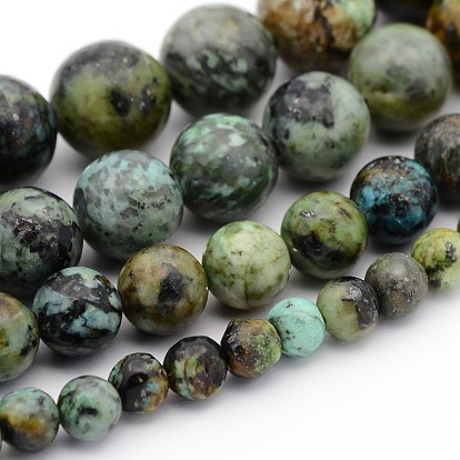 Natürliche afrikanische türkisfarbene (Jaspis) runde Perlenstränge gemischter Größe, 4~10 mm, Bohrung: 1 mm, ca. 39~95 Stk. / Strang, 15.5 Zoll
