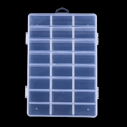 Plastic Bead Storage Containers, 24 Compartments, Rectangle