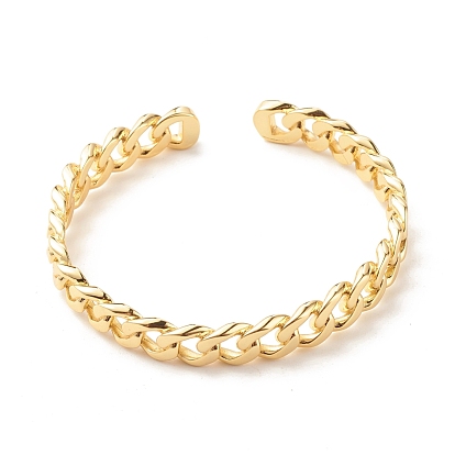 Brass Curb Chain Shape Open Cuff Bangle for Women, Cadmium Free & Lead Free