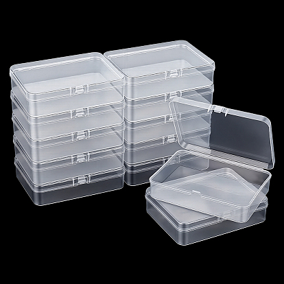 Transparent Plastic Storage Boxes, Rectangle Bead Containers with Hinged Lid