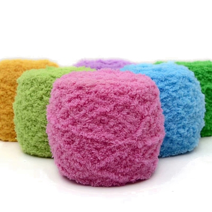 Polyester Soft Coral Velvet Yarn, Fluffy Chenille Yarn for Knitting & Crochet DIY Craft, Warm Yarn for Bag Hat Scarves Clothes Gloves Slippers Dolls