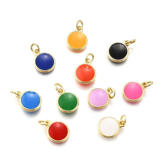 Латунь эмаль прелести, с целью перехода в кольце, плоский круглый шарм, стойки покрытие, без кадмия и без свинца, долговечный, золотые