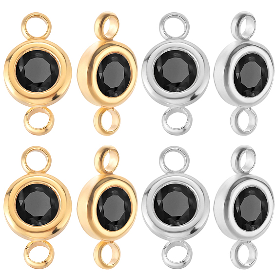 20 шт. 2 цвета 304 звенья/соединители из нержавеющей стали с кристальными стразами, плоско-круглые